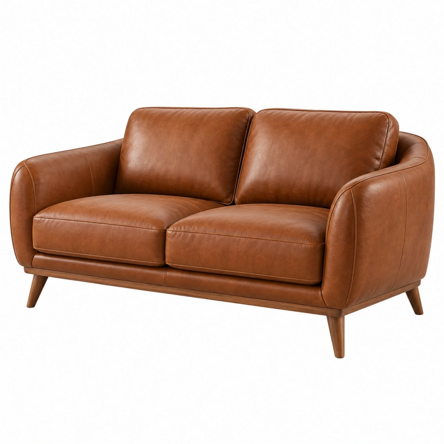 Divano 2 posti 160 x 85 x 82 cm effetto pelle cognac stile moderno