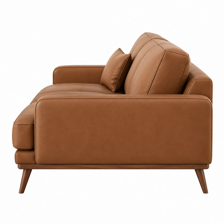 Divano 3 posti 220 x 95 x 85 cm effetto pelle marrone stile moderno