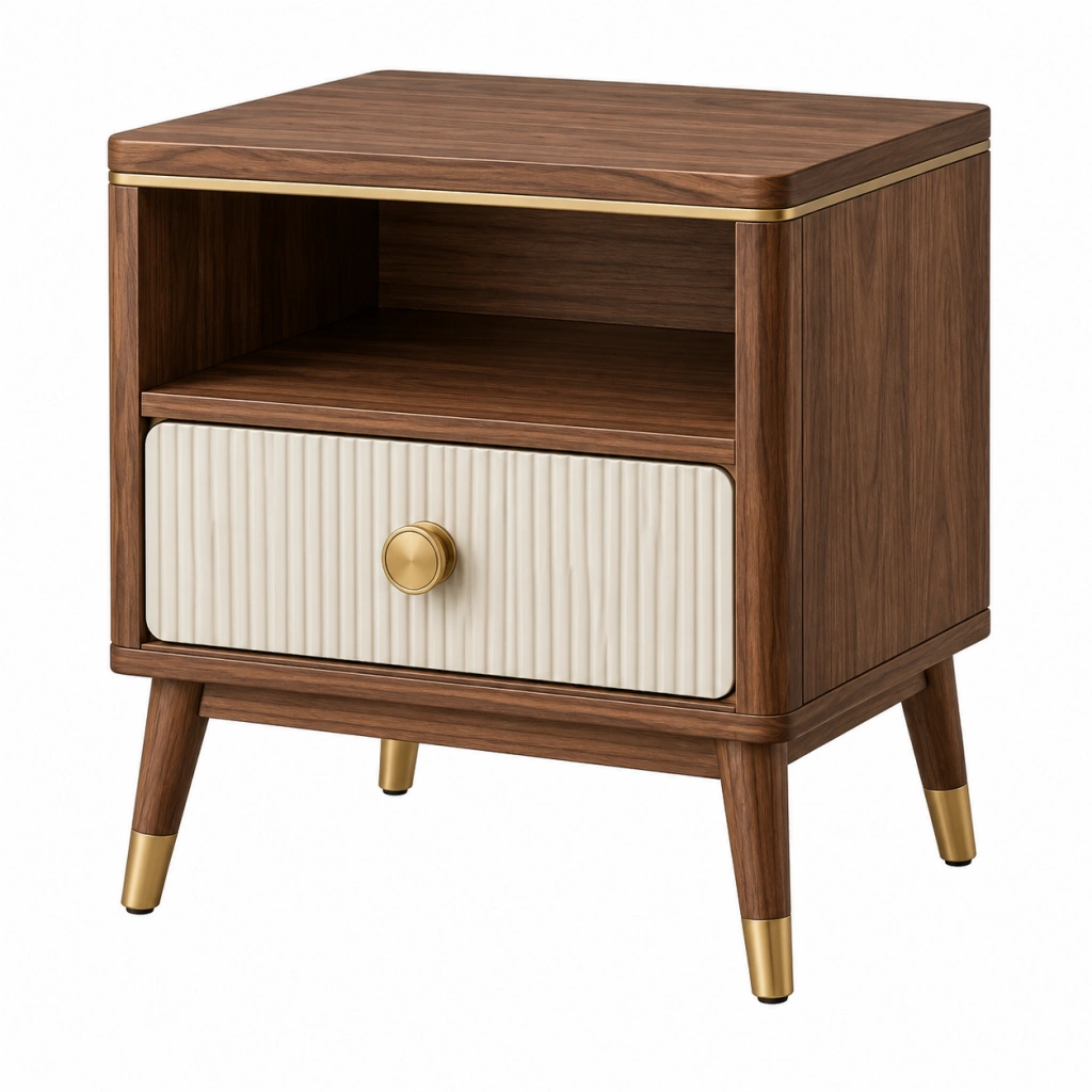Comodino 50 x 40 x 60 cm in legno marrone e bianco con cassetto - stile moderno