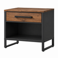 Comodino 50 x 40 x 55 cm in legno marrone e metallo nero con cassetto e vano aperto stile industriale