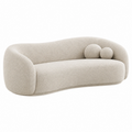 Divano 2 posti 200 x 90 x 75 cm in tessuto bouclé beige - stile moderno arrotondato