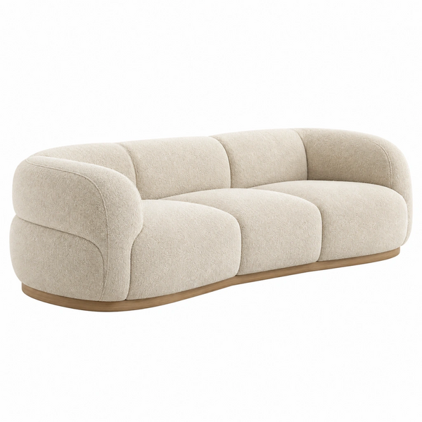 Divano 3 posti 230 x 100 cm in tessuto bouclé beige - stile curvo moderno