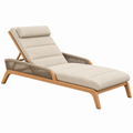Lettino prendisole 200 x 75 cm in legno e corda beige - schienale regolabile da esterno