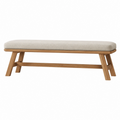 Panca imbottita 140 x 40 x 45 cm in legno e tessuto beige stile moderno