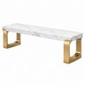 Panca da ingresso 120 x 40 x 45 cm in marmo bianco e metallo dorato - stile moderno