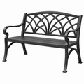 Panca da giardino 122 x 61 x 87 cm in metallo nero con schienale decorativo